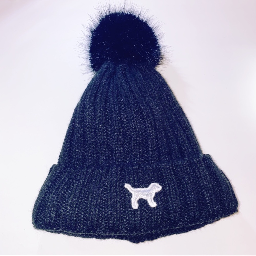 Pink Victoria’s Secret Black Winter Hat
